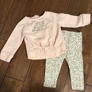 Nike Kids Light Pink Sweatshirt and Patterned Leggings
